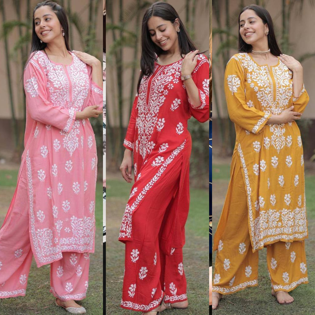 CHIKANKARI EXCLUSIVE KURTI_PENT PAIR DESIGN