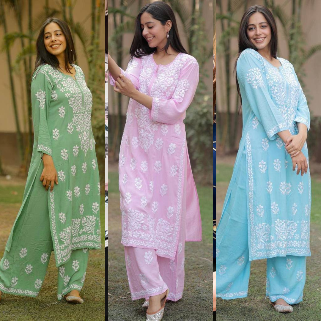 CHIKANKARI EXCLUSIVE KURTI_PENT PAIR DESIGN