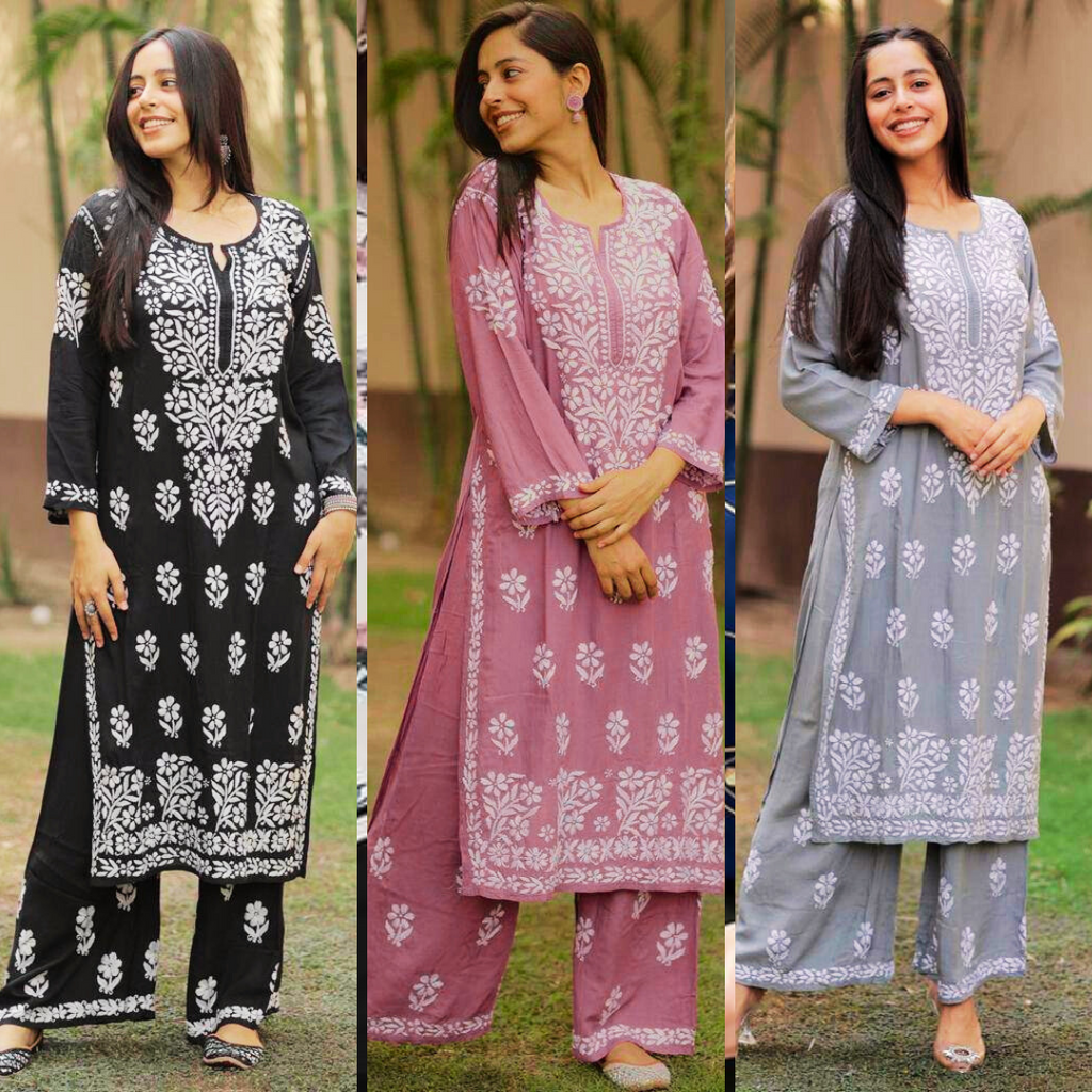 CHIKANKARI EXCLUSIVE KURTI_PENT PAIR DESIGN