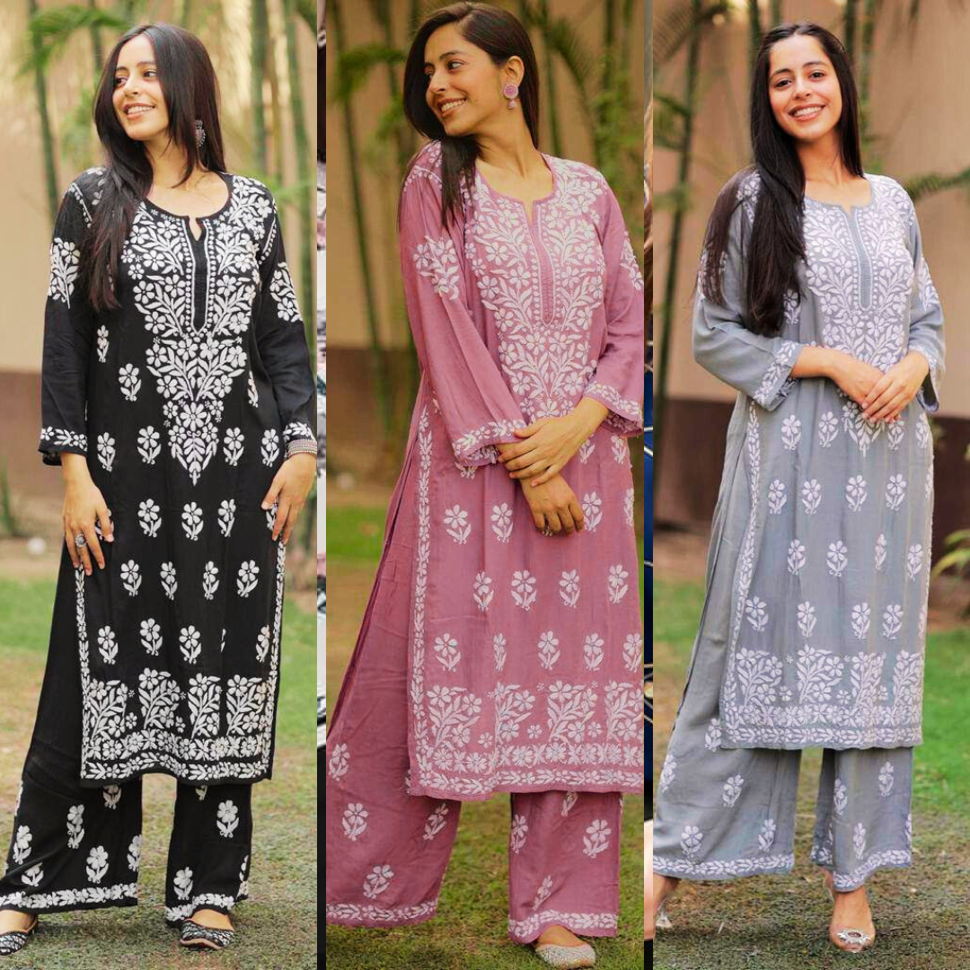 CHIKANKARI EXCLUSIVE KURTI_PENT PAIR DESIGN