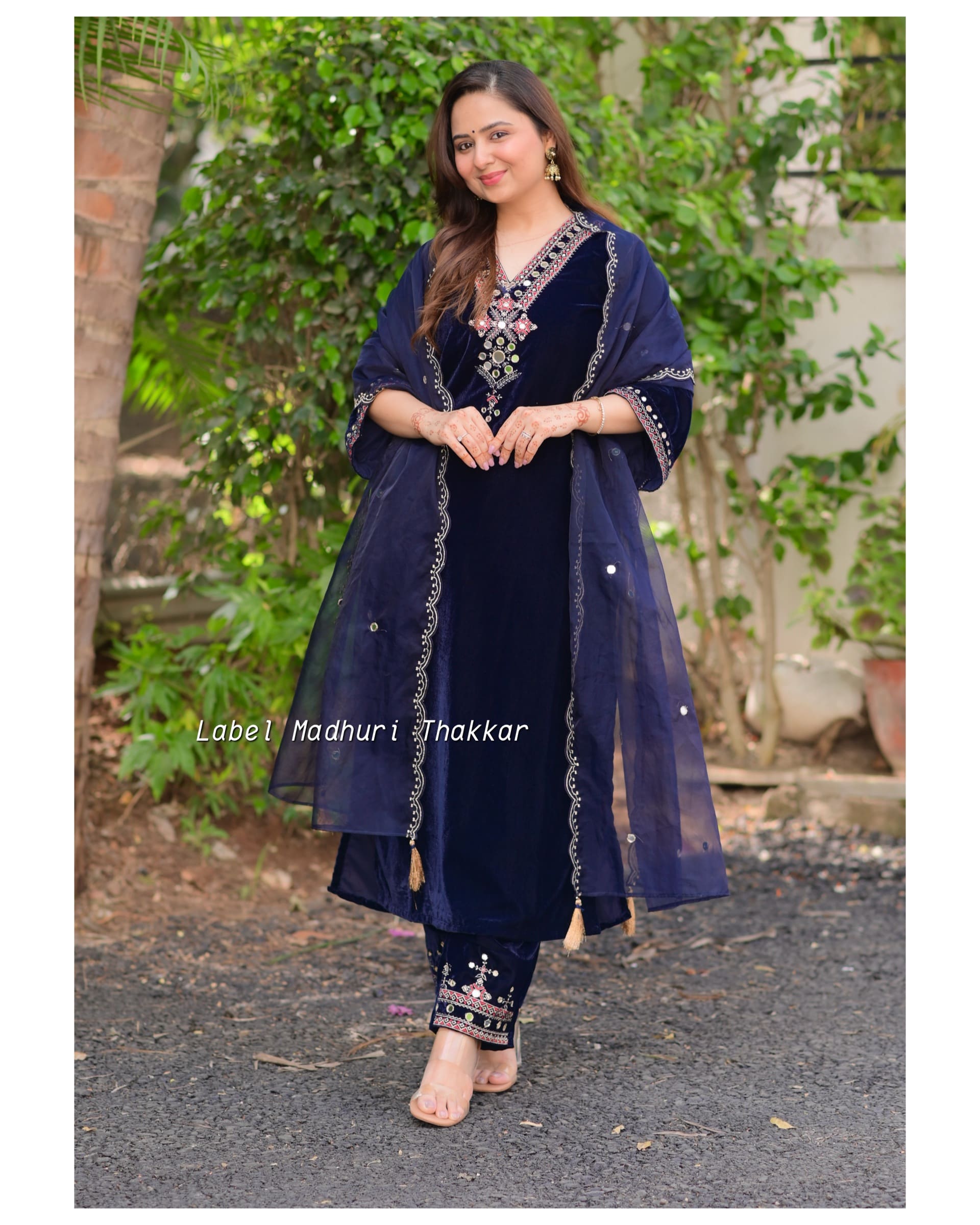 Mirror Work Premium Velvet Suit