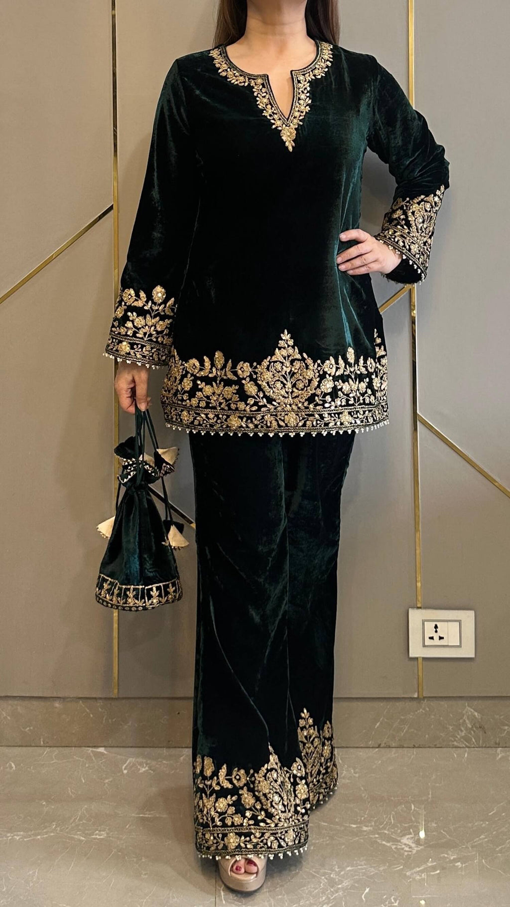 Mirror Work Premium Velvet Suit