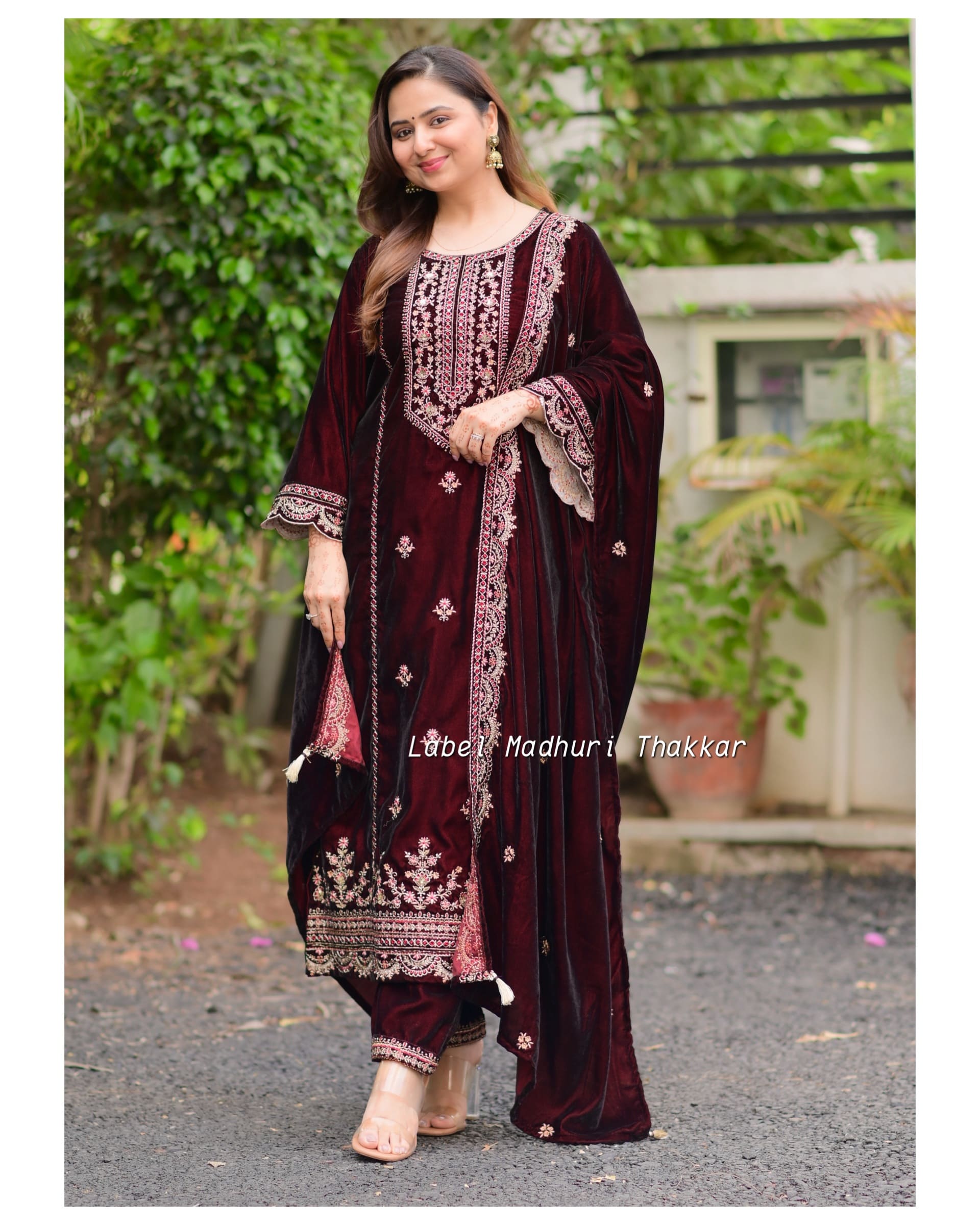 Mirror Work Premium Velvet Suit