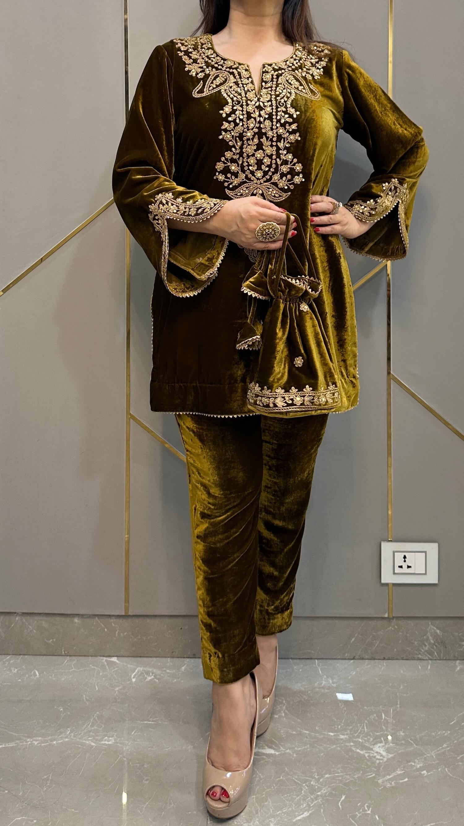 Mirror Work Premium Velvet Suit