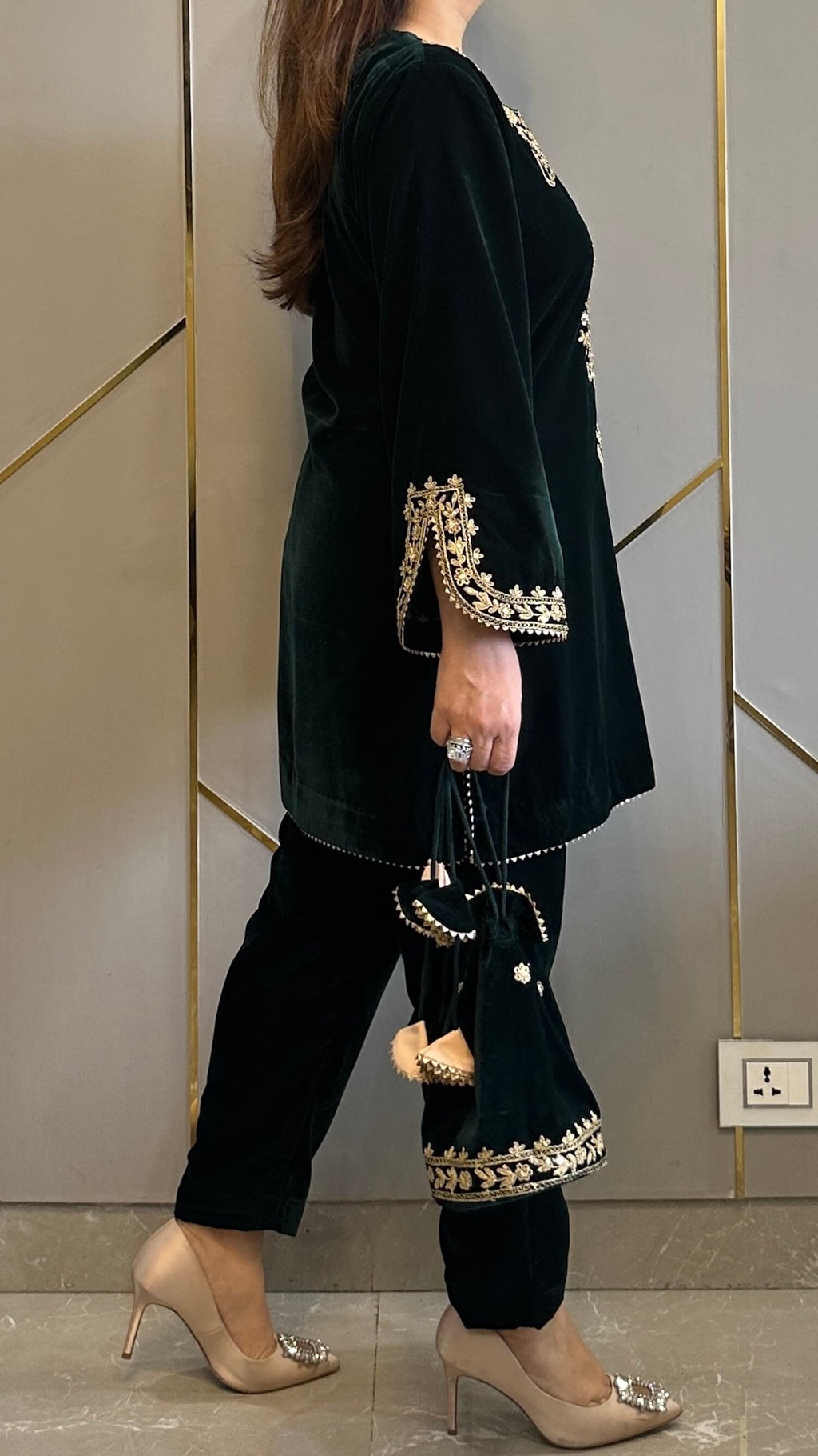 Mirror Work Premium Velvet Suit