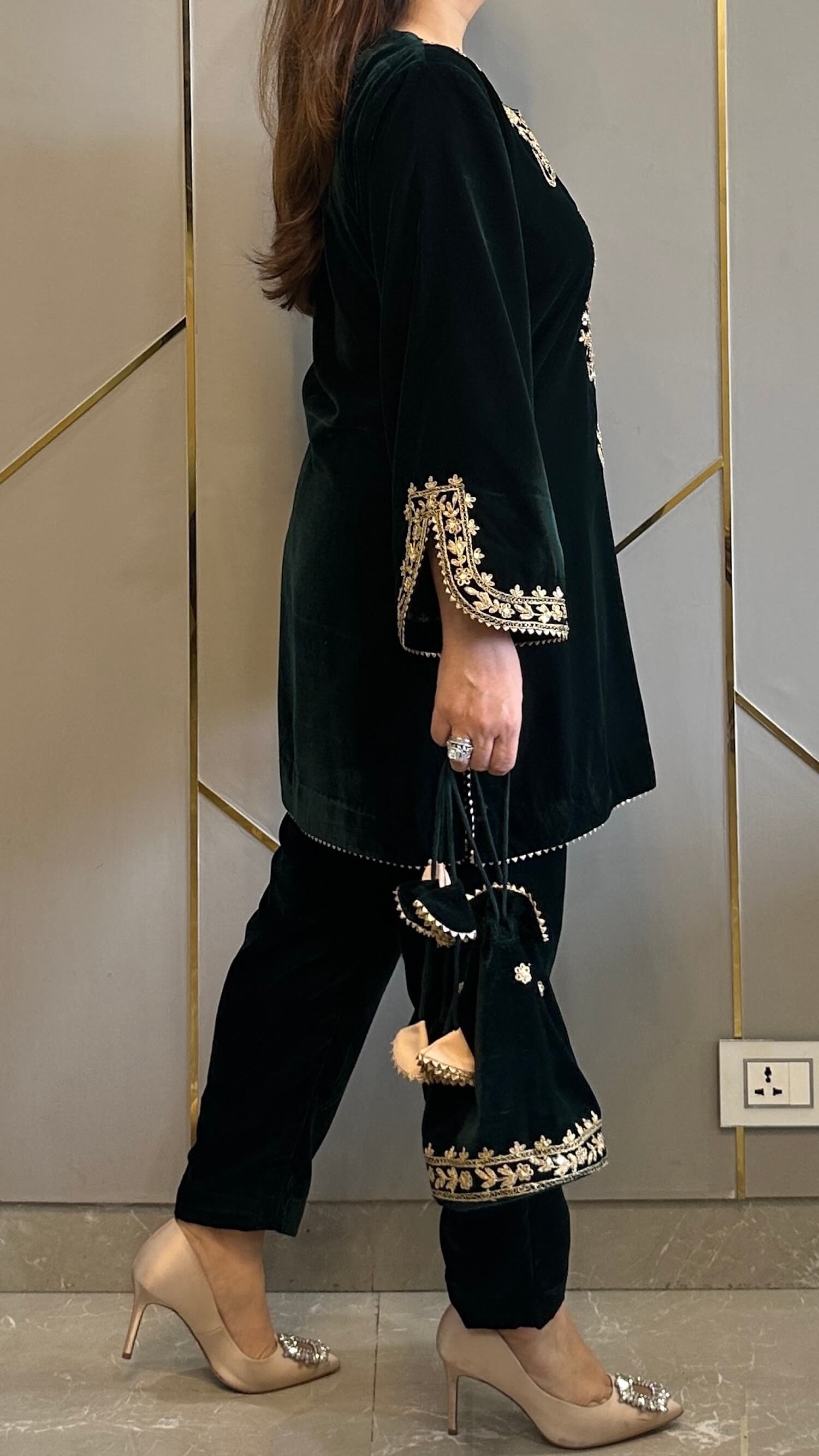 Mirror Work Premium Velvet Suit