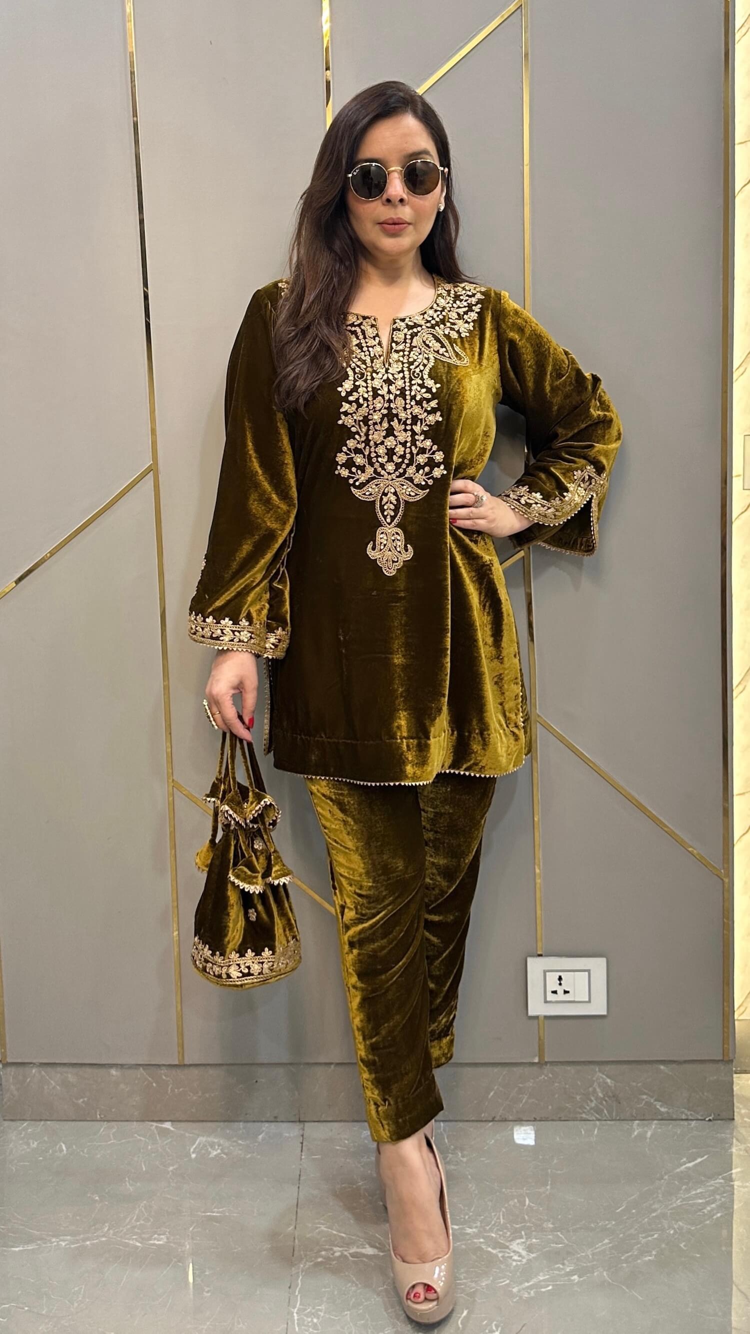 Mirror Work Premium Velvet Suit