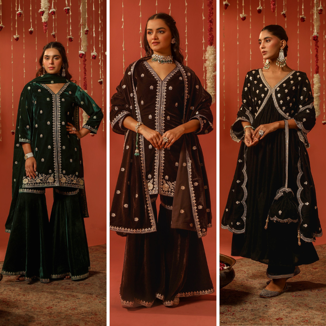 Mirror Work Premium Velvet Suit