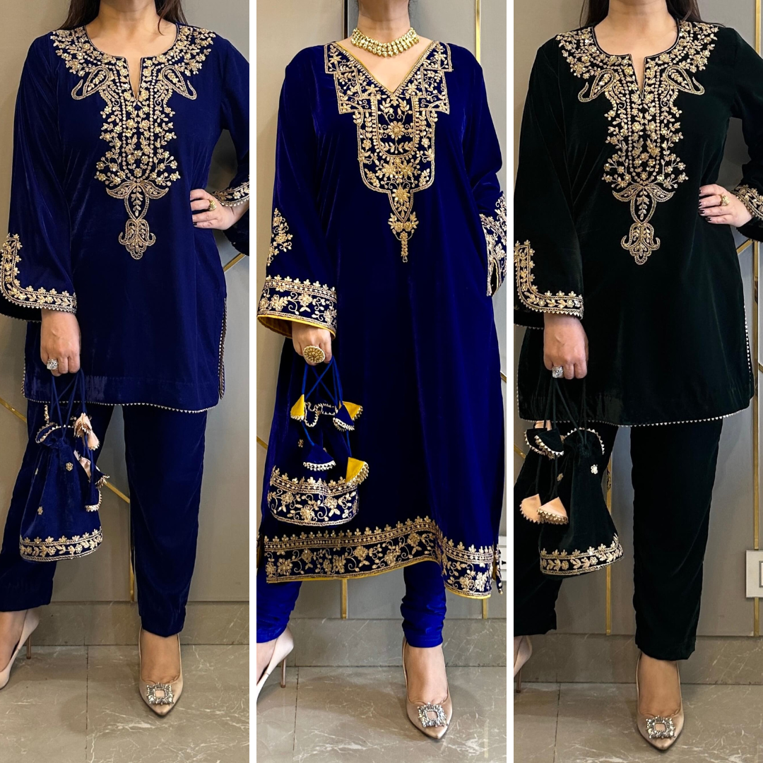 Mirror Work Premium Velvet Suit