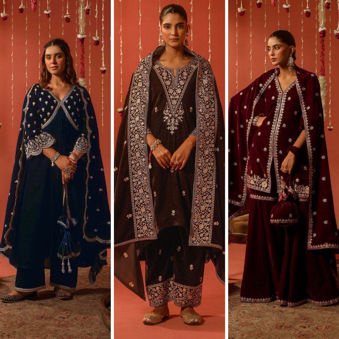 Mirror Work Premium Velvet Suit