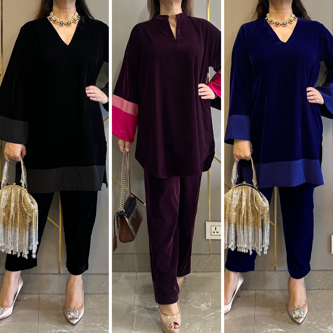 Mirror Work Premium Velvet Suit