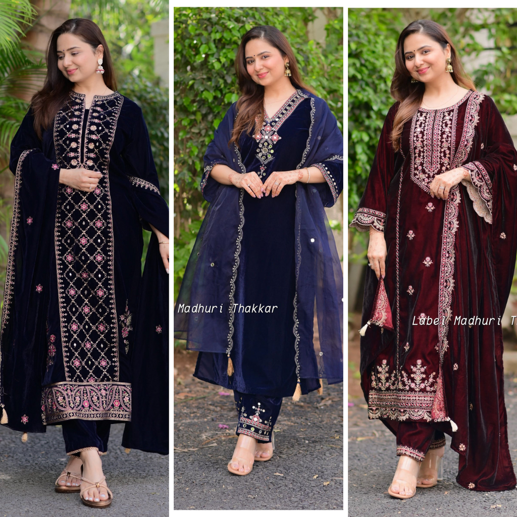 Mirror Work Premium Velvet Suit