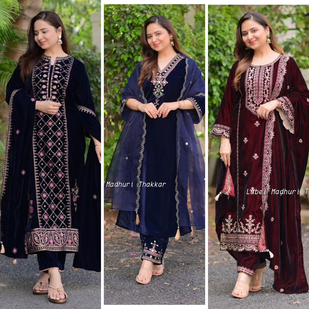 Mirror Work Premium Velvet Suit