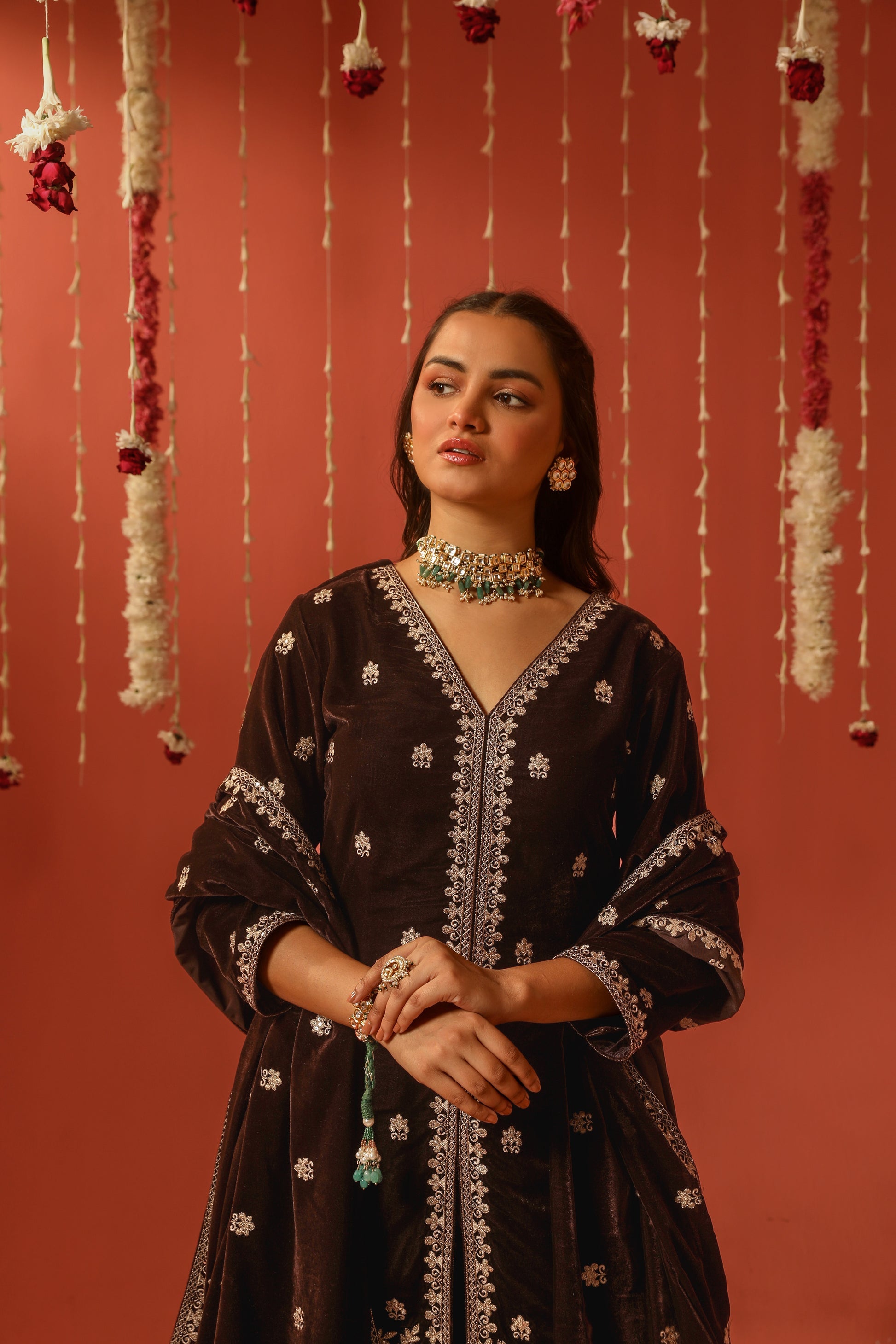 Mirror Work Premium Velvet Suit