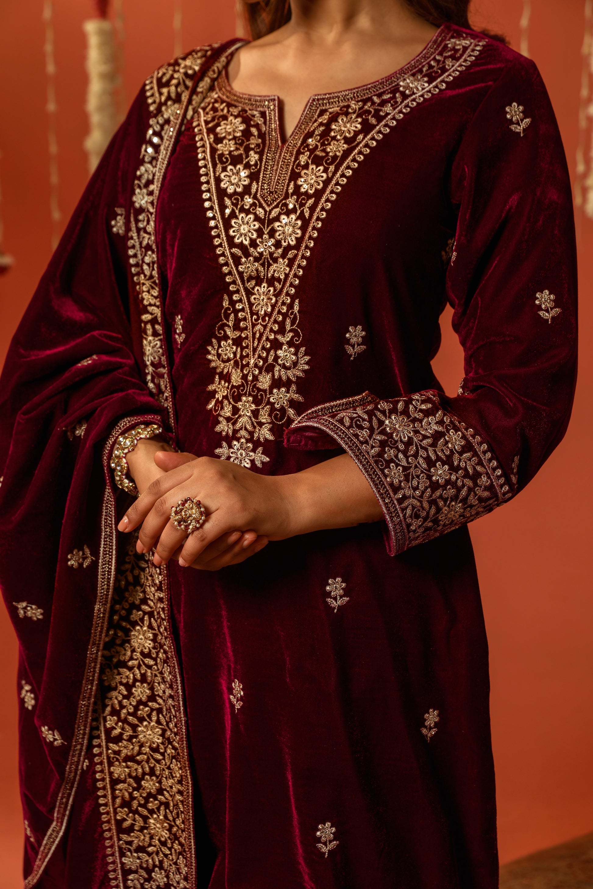 Mirror Work Premium Velvet Suit