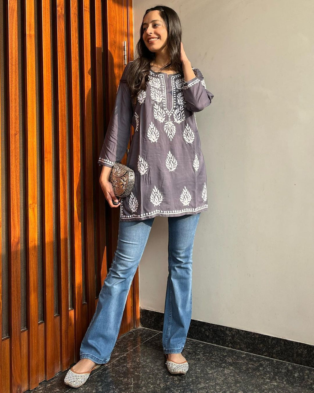 CHIKAN EMBROIDERY COTTON KURTA