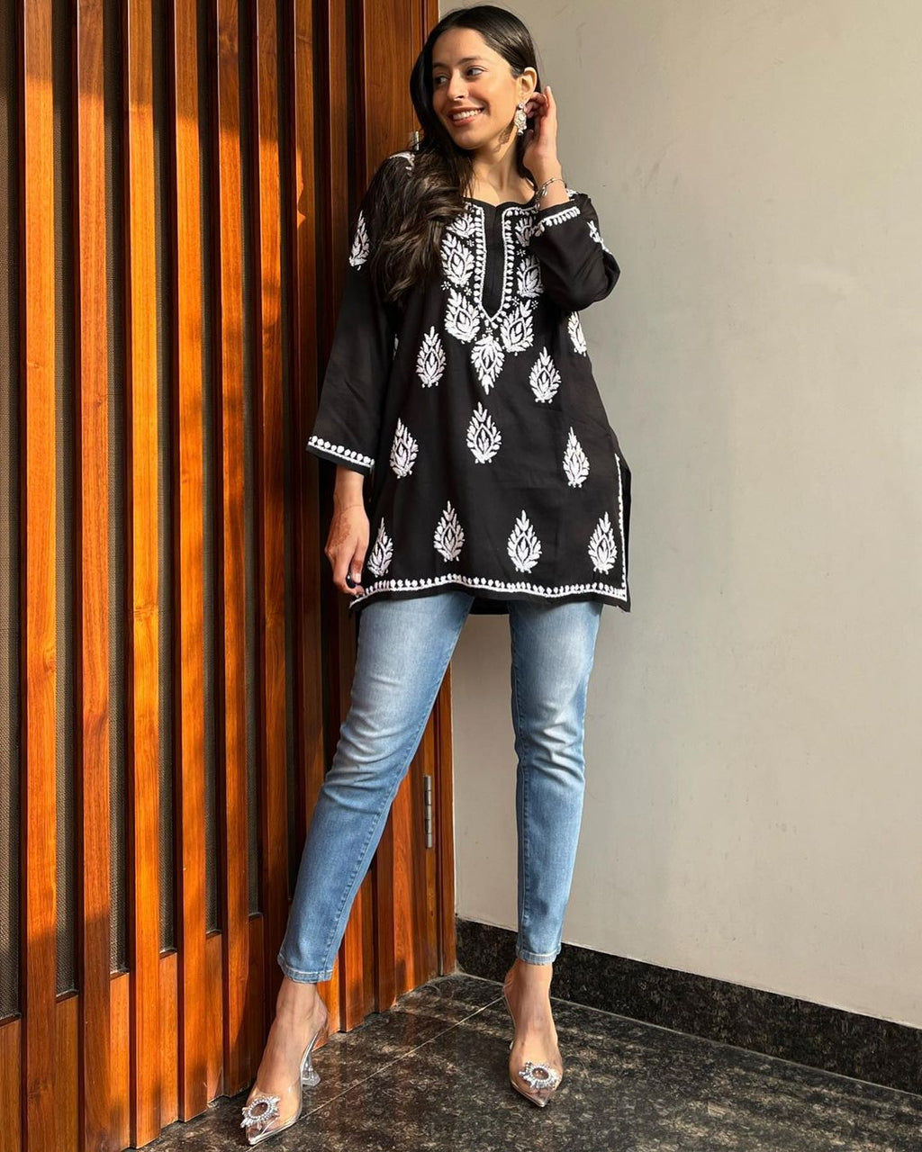 CHIKAN EMBROIDERY COTTON KURTA