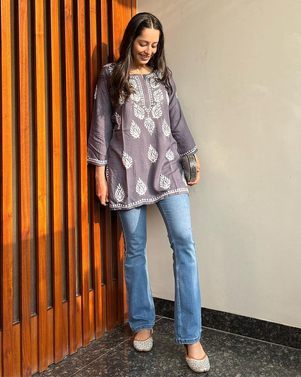 CHIKAN EMBROIDERY COTTON KURTA