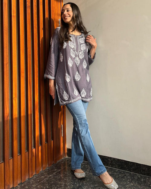 CHIKAN EMBROIDERY COTTON KURTA